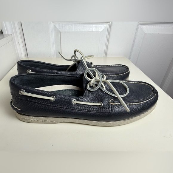 Sperry Top-Sider Men's Navy Leather Boat Shoes Size 9.5W Classic Deck Shoes - Picture 10 of 13